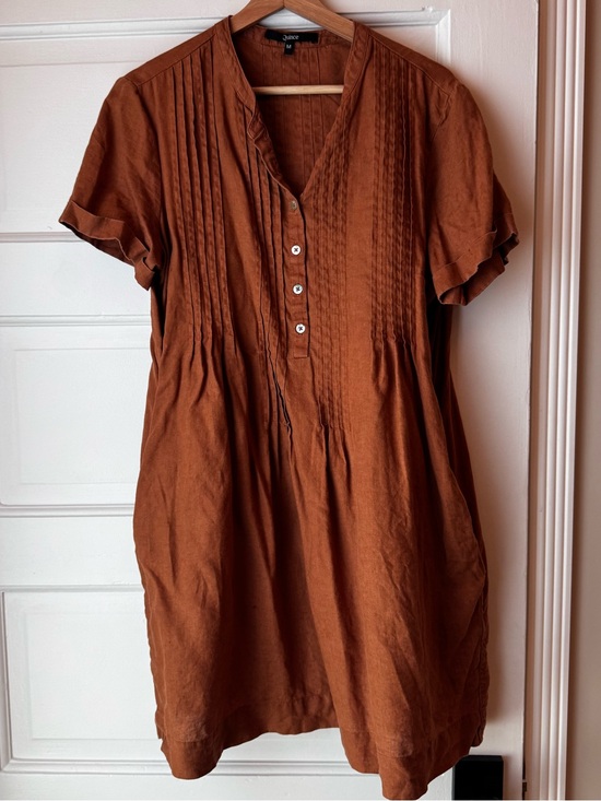 Quince Dresses & Skirts - Quince 100% European Linen Short Sleeve Swing Dress - Terracotta